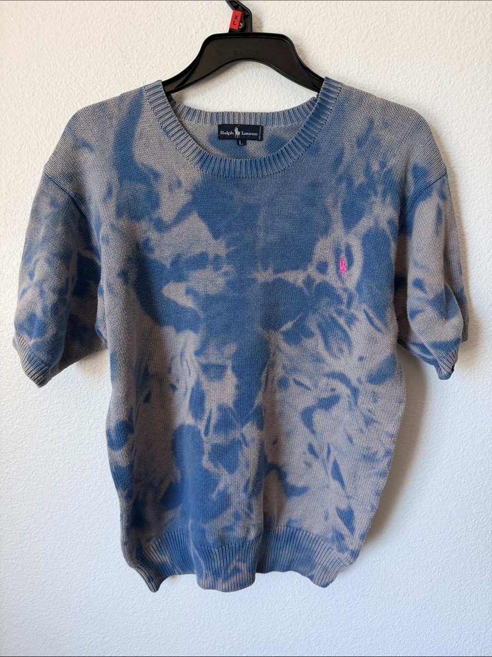 Ralph Lauren Blue Tie Dye Knit Sweater Top